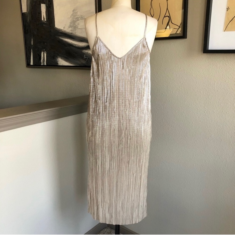 & OTHER STORIES gold pleated midi slip dress